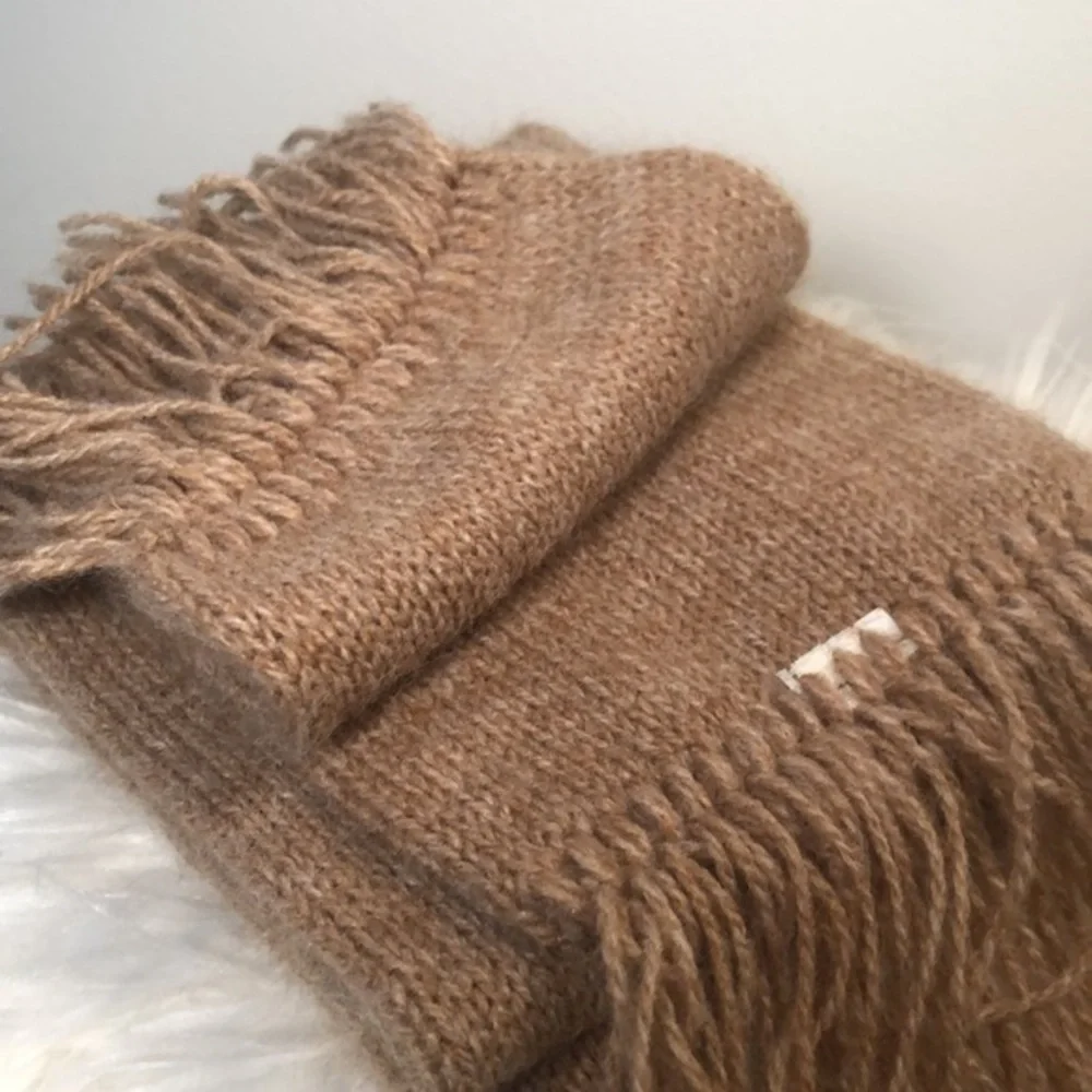 SCARF | Knit Brown Fringe Scarf